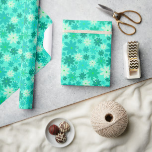 Power-Wrapping-Papier für die grüne Retro-Blume Geschenkpapier