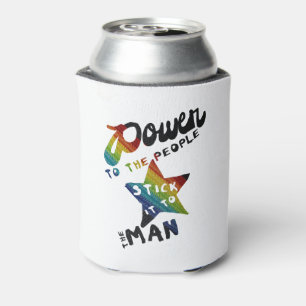 Power zu den Leuten (Retro Regenbogen-Flecken) Dosenkühler