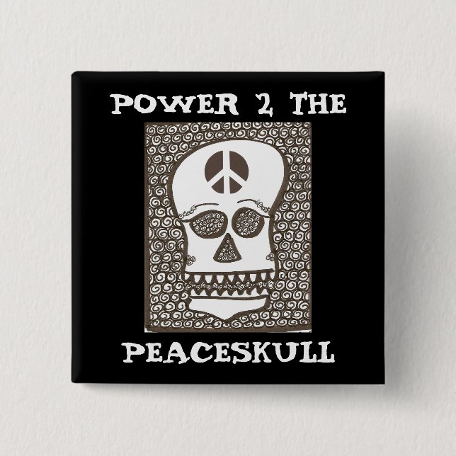 Power zum peaceskull Knopf Button (Vorderseite)