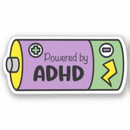 Powered by ADHD | Lila und grüner Akku Aufkleber