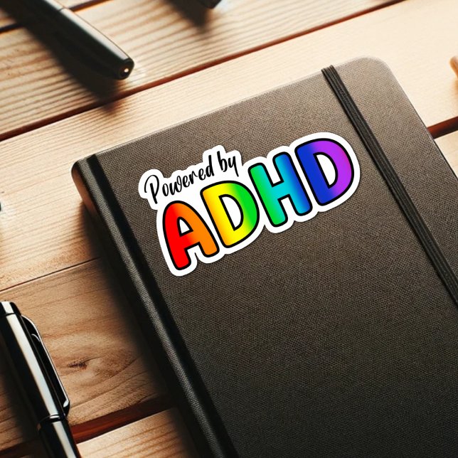 Powered by ADHD | Rainbow Typografie Aufkleber (Von Creator hochgeladen)