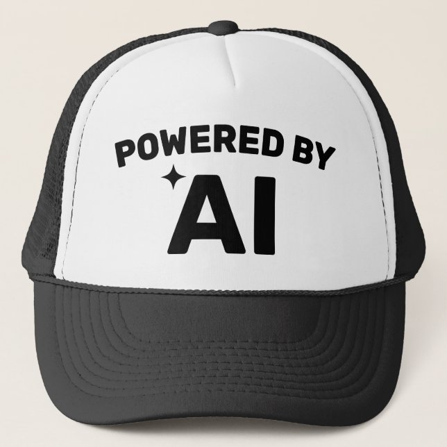 Powered by AI™ Trucker Hat (Customize It!) Truckerkappe (Vorderseite)