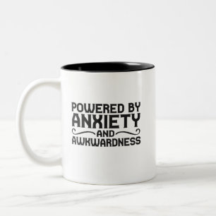 Powered By Anxiety and Awkwardness Funny Introvert Zweifarbige Tasse