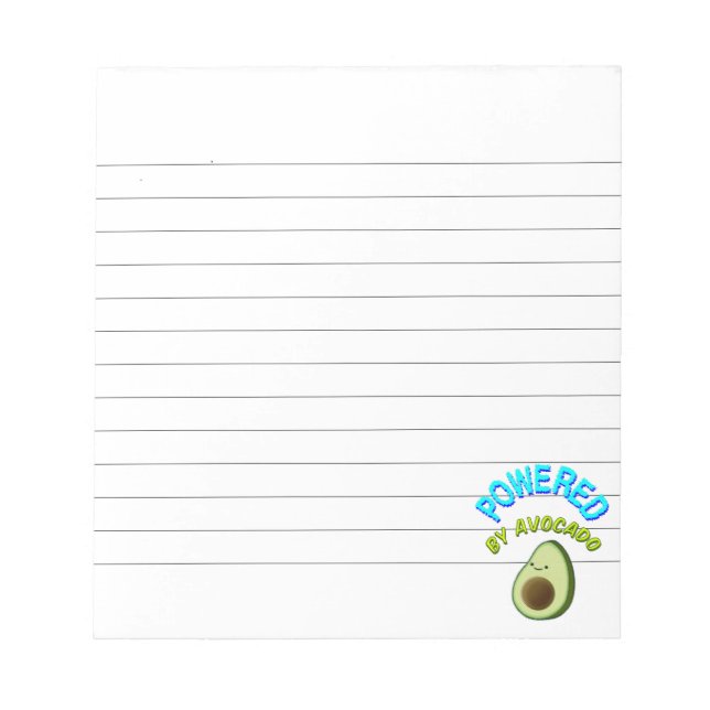 Powered by Avocado Lined Notizblock (Vorderseite)