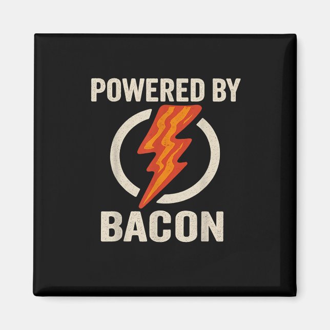 Powered by Bacon Funny Meat Lover Grillen Grill Ca Magnet (Vorne)
