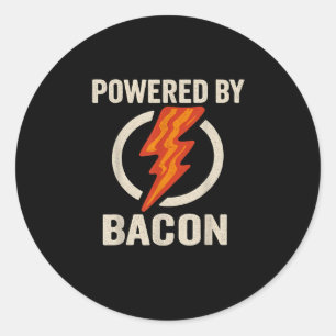 Powered by Bacon Funny Meat Lover Grillen Grill Ca Runder Aufkleber