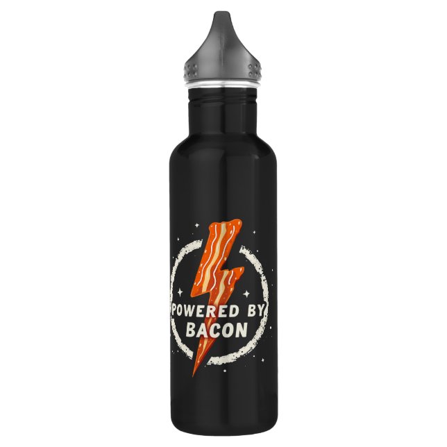 Powered by Bacon Funny Retro Feinschmecker Ästheti Edelstahlflasche (Links)