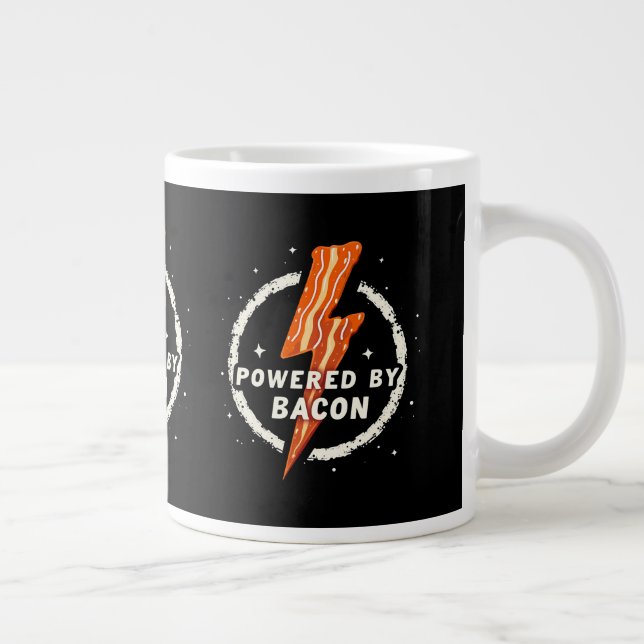 Powered by Bacon Funny Retro Feinschmecker Ästheti Jumbo-Tasse (Rechts)