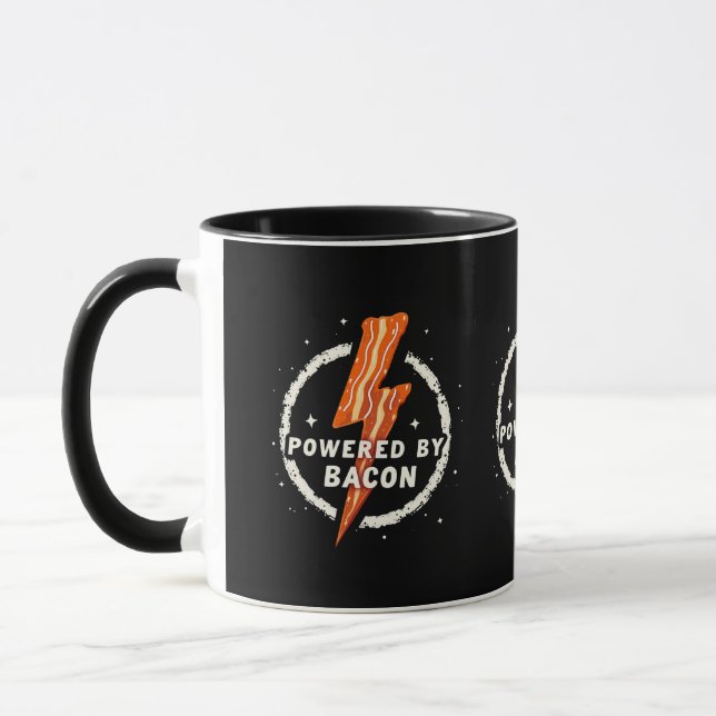 Powered by Bacon Funny Retro Feinschmecker Ästheti Tasse (Links)