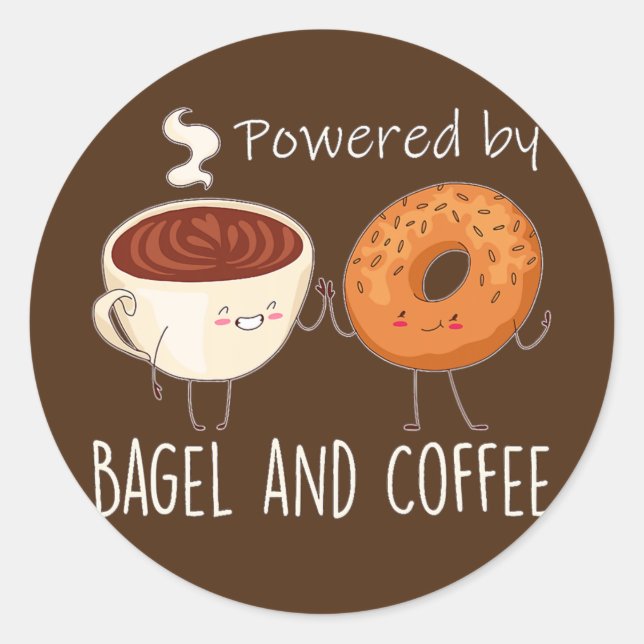 Powered by Bagel and Coffee Bagel lover Baking  Runder Aufkleber (Vorderseite)