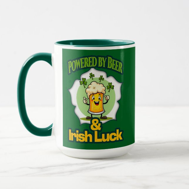 Powered by Beer St Patrick’s Day Shirt – caneca Tasse (Links)
