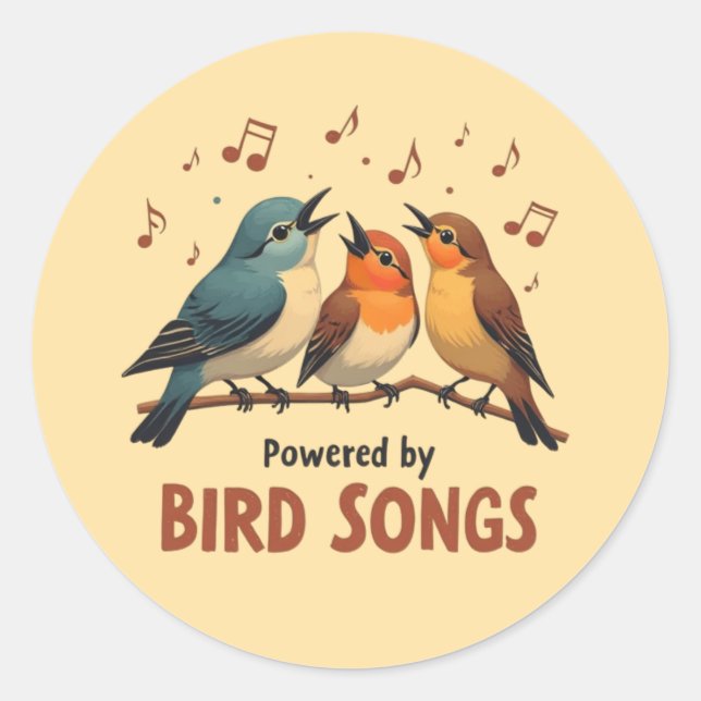 Powered by Bird Songs Runder Aufkleber (Vorderseite)