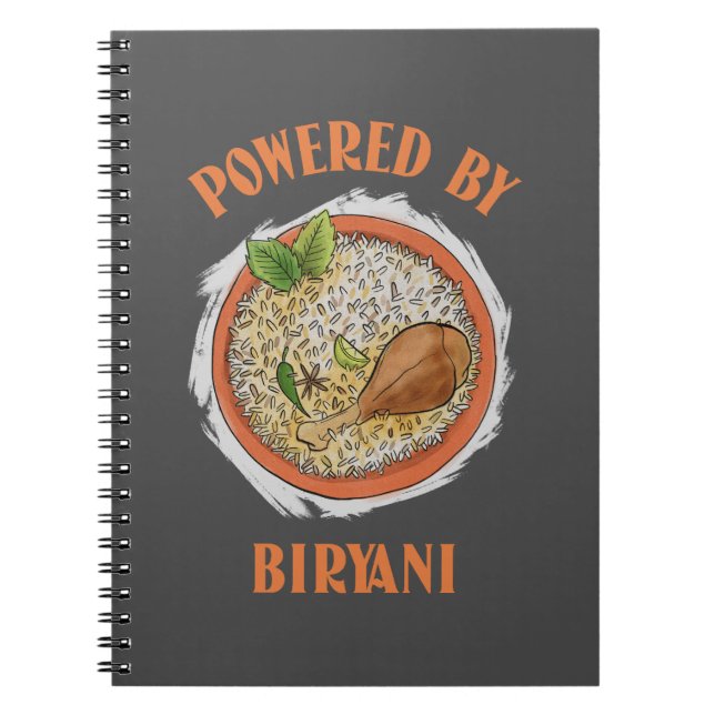 Powered by Biryani T - Shirt Notizblock (Vorderseite)