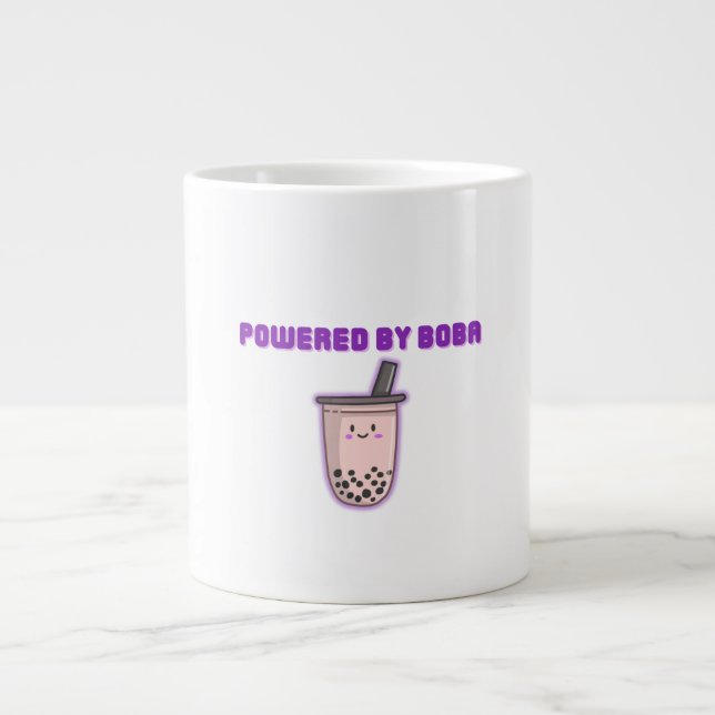 Powered by Boba - Niedlicher Kawaii-Blasen-Tee Jumbo-Tasse (Vorderseite)