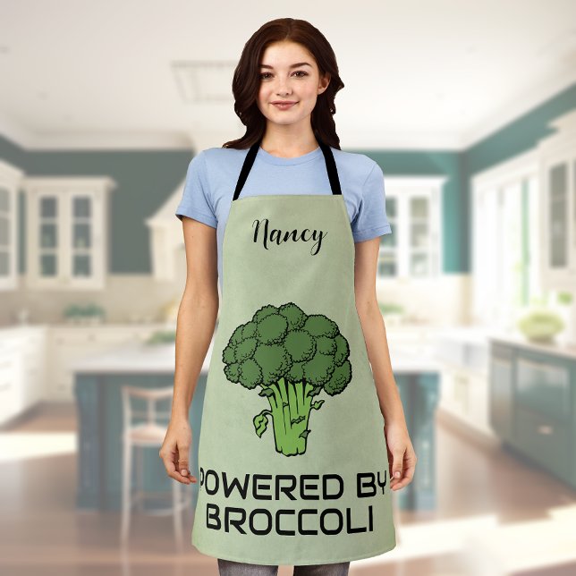Powered by Broccoli Bold Green Personalisiert Name Schürze (Von Creator hochgeladen)