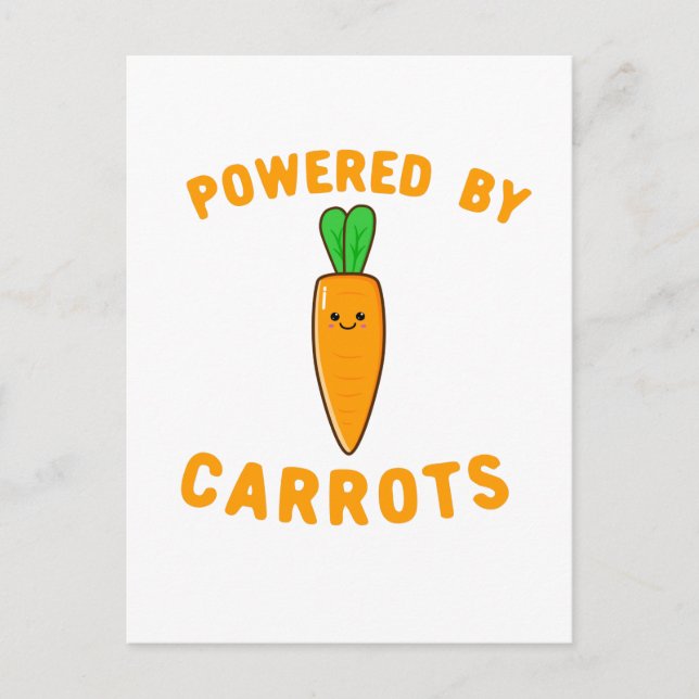Powered by Carrots - Niedliches Karottengesicht Postkarte (Vorderseite)