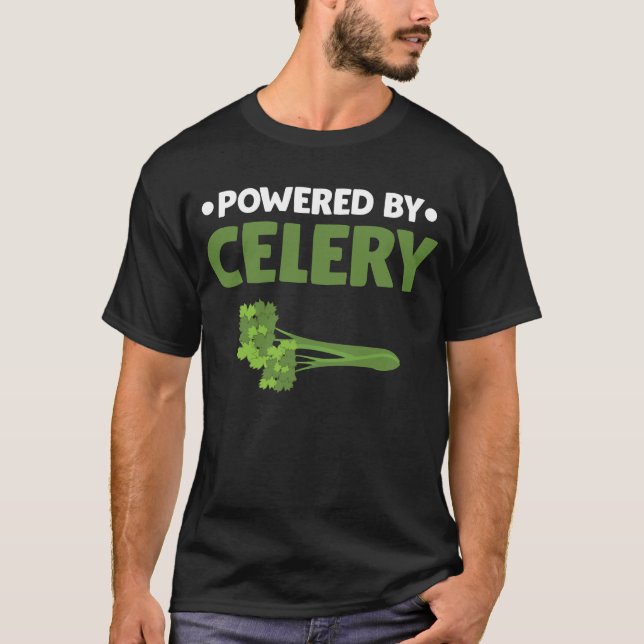 Powered by Celery Green Juice Food Veggie Liebhabe T-Shirt (Vorderseite)