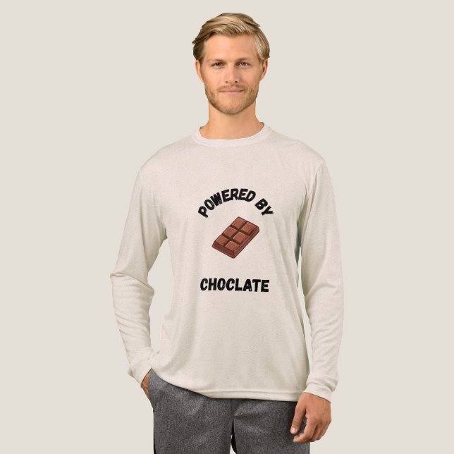 Powered By Chocolate | Funny Design  Tri-Blend Shirt (Volle Vorderseite)