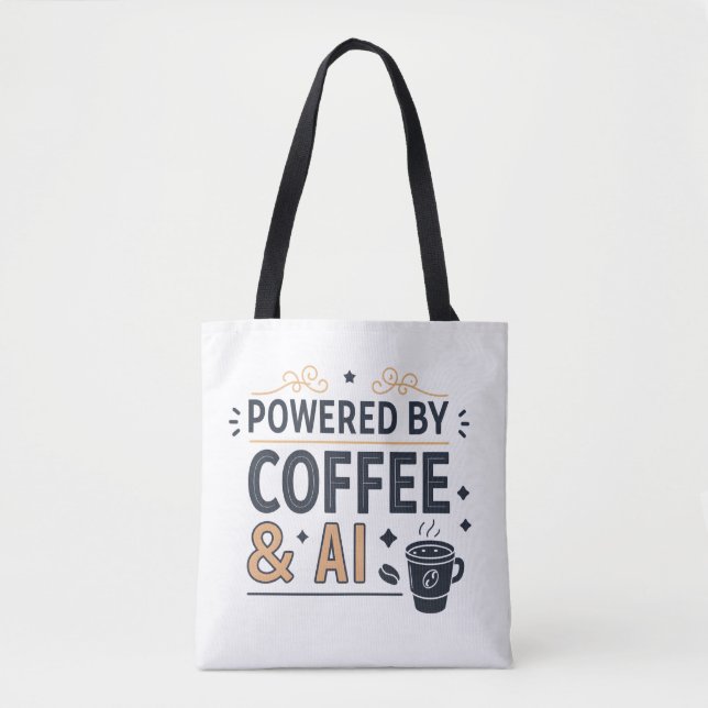 Powered by Coffee & AI Retro Tech Vector Tasche (Vorderseite)