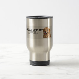 Powered by Coffee and a Golden – Stainless Reisebecher