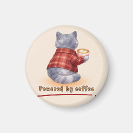"Powered by Coffee" Katze hält eine Tasse Kaffee Magnet