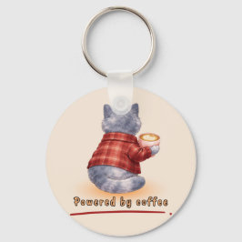 "Powered by Coffee" Katze hält eine Tasse Kaffee Schlüsselanhänger