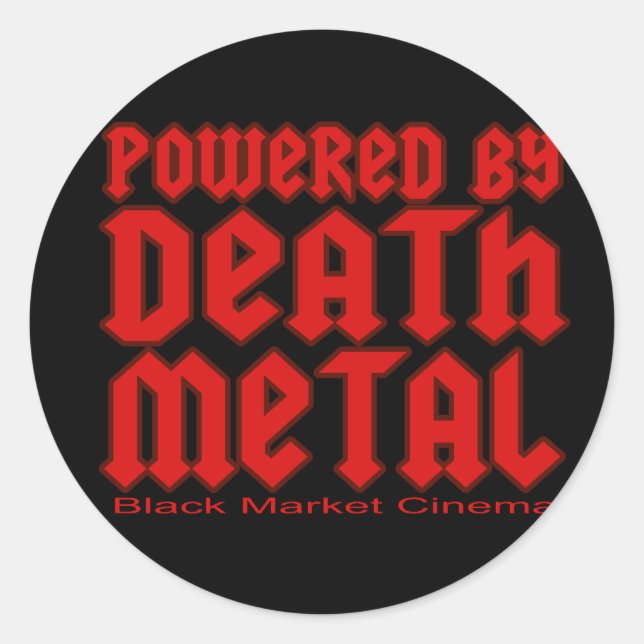 powered by Death Metal Runder Aufkleber (Vorderseite)