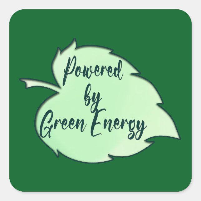 Powered by Green Energy St Patrick’s Autocolante Quadratischer Aufkleber (Vorderseite)