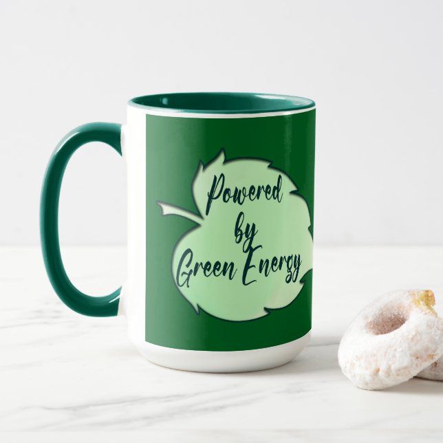 Powered by Green Energy St Patrick’s Day caneca Tasse (Mit Donut)