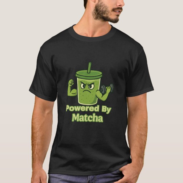 Powered by Matcha | Funny Gym Matcha T-Shirt for M (Vorderseite)