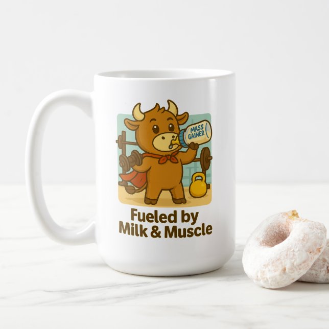 Powered by Milk & Muscles - Funny Bullio Tasse (Mit Donut)