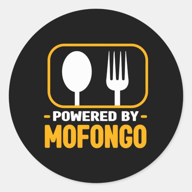 Powered by Mofongo Gu Spaß Puerto Rico Food Runder Aufkleber (Vorderseite)