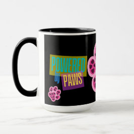 "Powered by Paws" rosa Herz-Design Tasse
