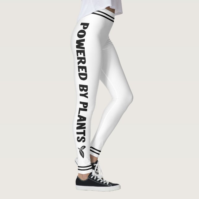Powered by Pflanze Vegane schwarze Streifen minima Leggings (Rechts)
