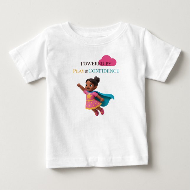 Powered by Play & Confidence Baby T-shirt (Vorderseite)