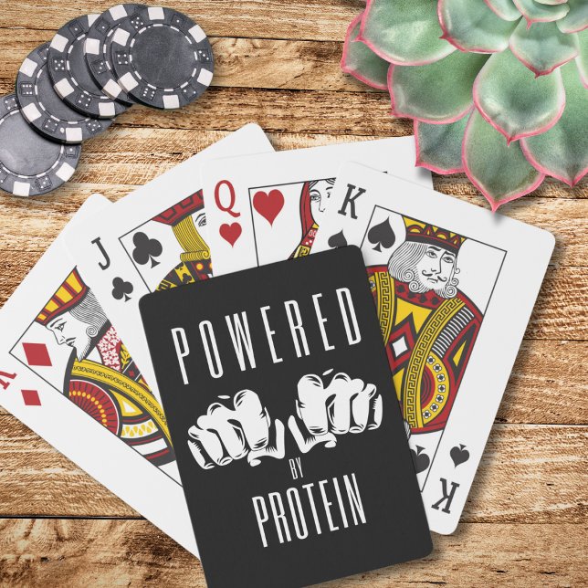 Powered by protein stylish Black Spielkarten (Powered By Protein playing card set for Carnivore dieters. A great gift for meat lovers.)