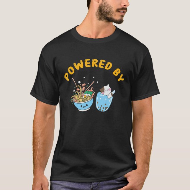 Powered by Ramen Japanisch Anime Noodles Funny Ges T-Shirt (Vorderseite)