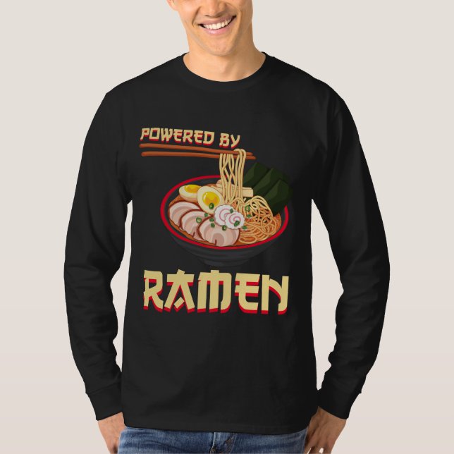 Powered by Ramen Japanisch Anime Noodles T-Shirt (Vorderseite)