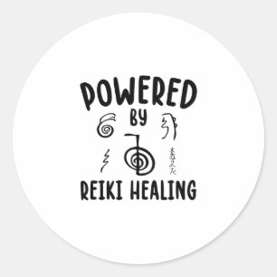 Powered by Reiki Healing Geschenkideen Runder Aufkleber