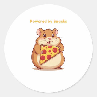 Powered by Snacks - Funny Hamster Food Lover Desig Runder Aufkleber