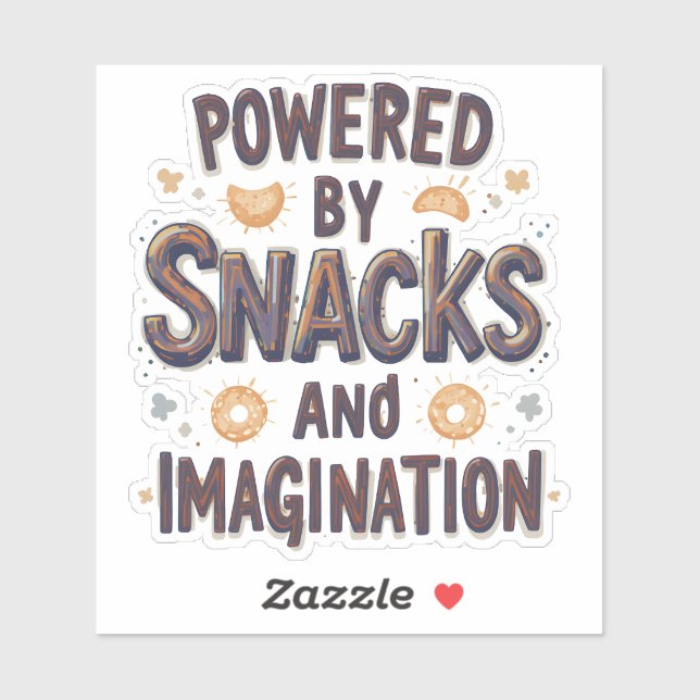 Powered by Snacks Imagination Funny Food Quote Typ Aufkleber (Blatt)