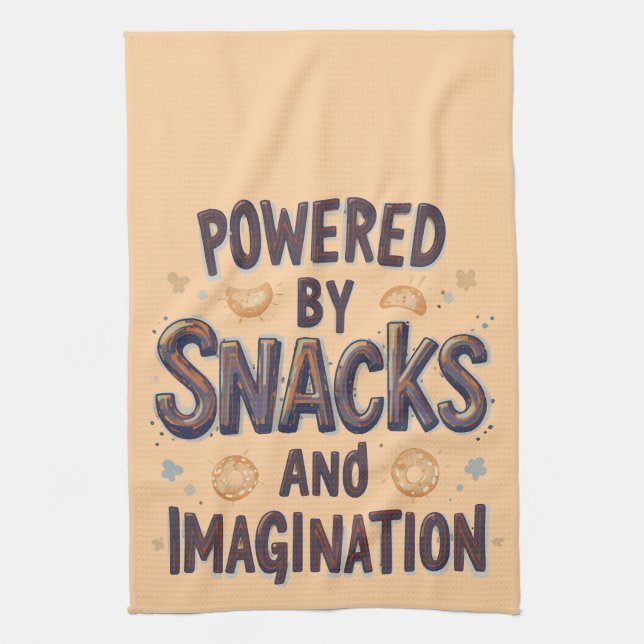 Powered by Snacks Imagination Funny Food Quote Typ Geschirrtuch (Vertikal)