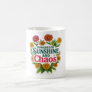 🌼🌞 “Powered by Sunshine and Chaos” Mug ☕💥 Kaffeetasse