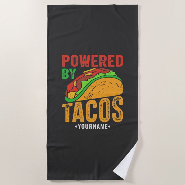 Powered by Tacos Mexican Food Lover Strandtuch (Vorderseite)