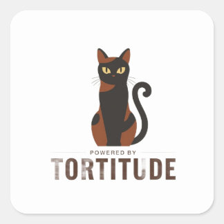 Powered by Tortitude Funny Cat Sticker