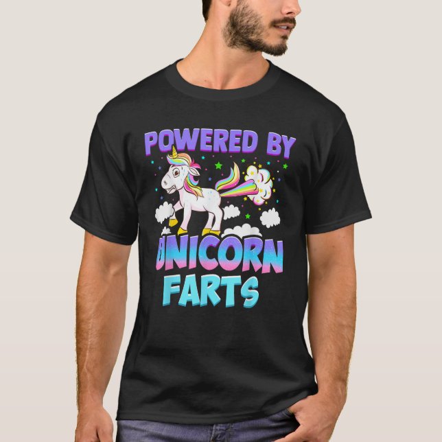 Powered by Unicorn Furzen Unicorn Geschenk T-Shirt (Vorderseite)