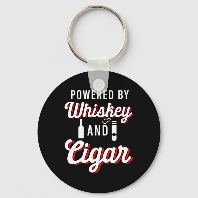 Powered by Whiskey Cigar Smoker Tobacco Humidor Gi Schlüsselanhänger (Vorderseite)