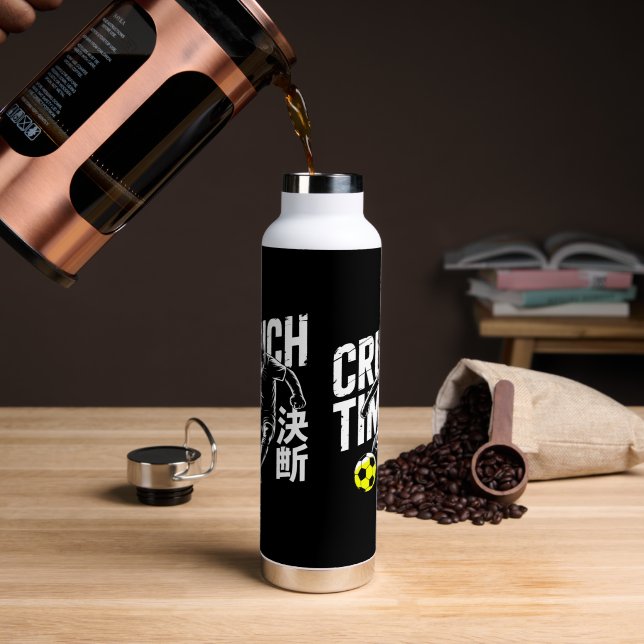 Powerful Crunch Time Cat Soccer Water Bottle Trinkflasche (Kaffee)