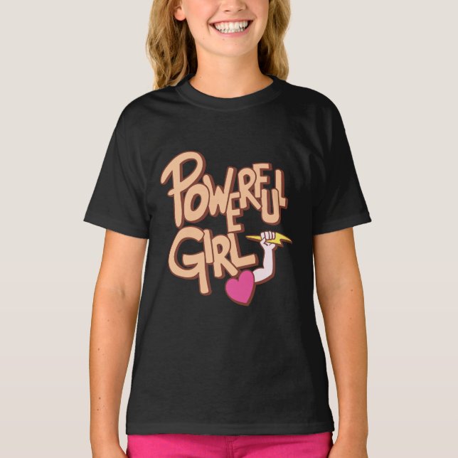 Powerful Girl Funny Niedlich T-Shirt (Vorderseite)