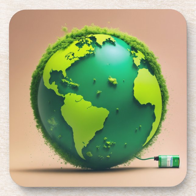 Powering the Planet – Sustainable Earth & Green En Getränkeuntersetzer (Vorderseite)